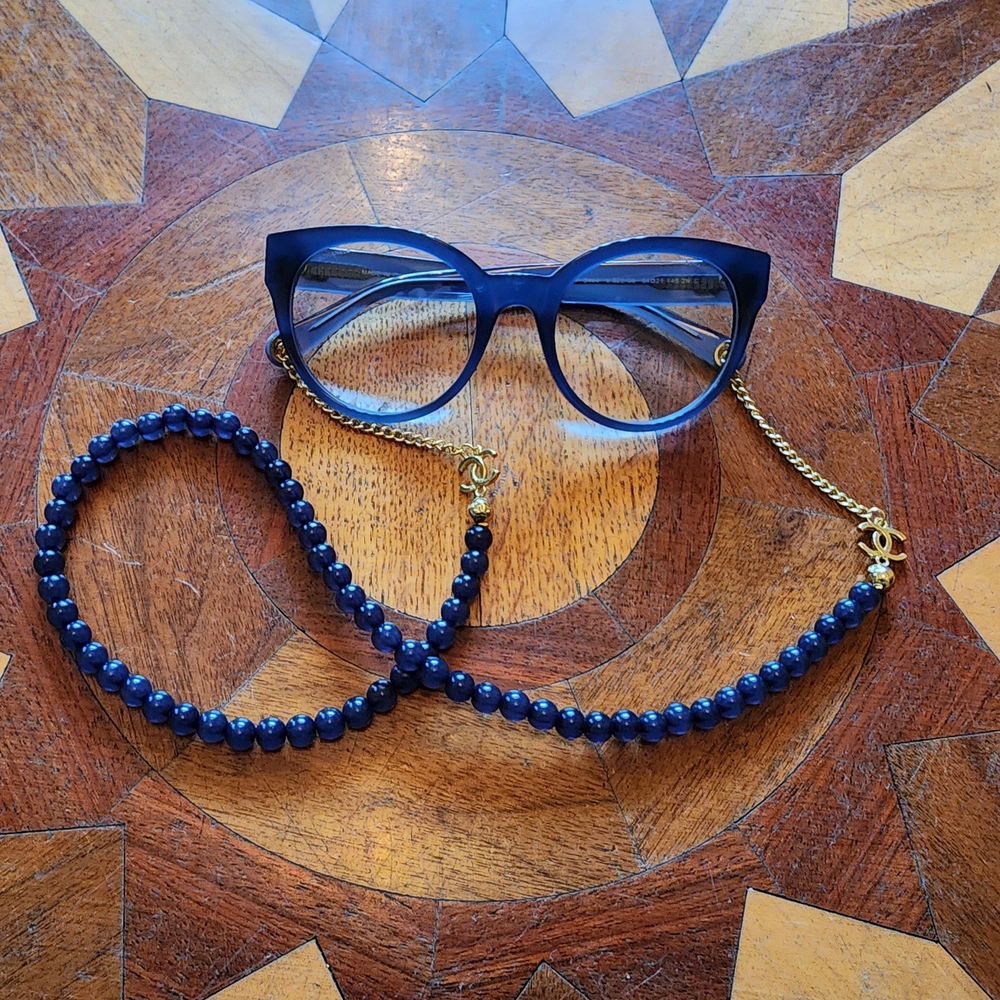 CHANEL (Faux) Butterfly Optical Glasses/Eyeglasses with Beaded Chain 3444 C503